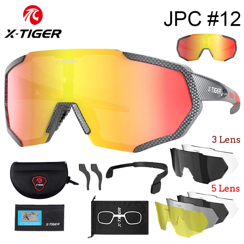 X-TIGER-Óculos de ciclismo com lentes polarizadas, protetor ocular para bicicleta de estrada e mountain bike, MTB,óculos de ciclismo de masculinas óculos de sol esportivos