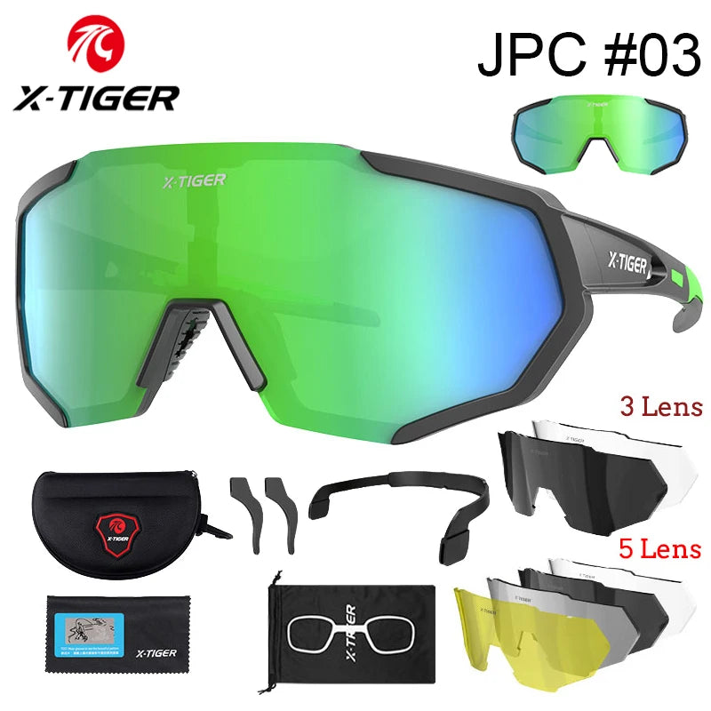 X-TIGER-Óculos de ciclismo com lentes polarizadas, protetor ocular para bicicleta de estrada e mountain bike, MTB,óculos de ciclismo de masculinas óculos de sol esportivos