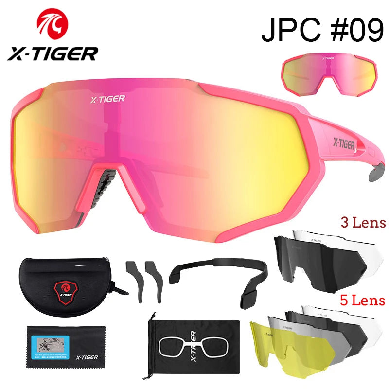 X-TIGER-Óculos de ciclismo com lentes polarizadas, protetor ocular para bicicleta de estrada e mountain bike, MTB,óculos de ciclismo de masculinas óculos de sol esportivos