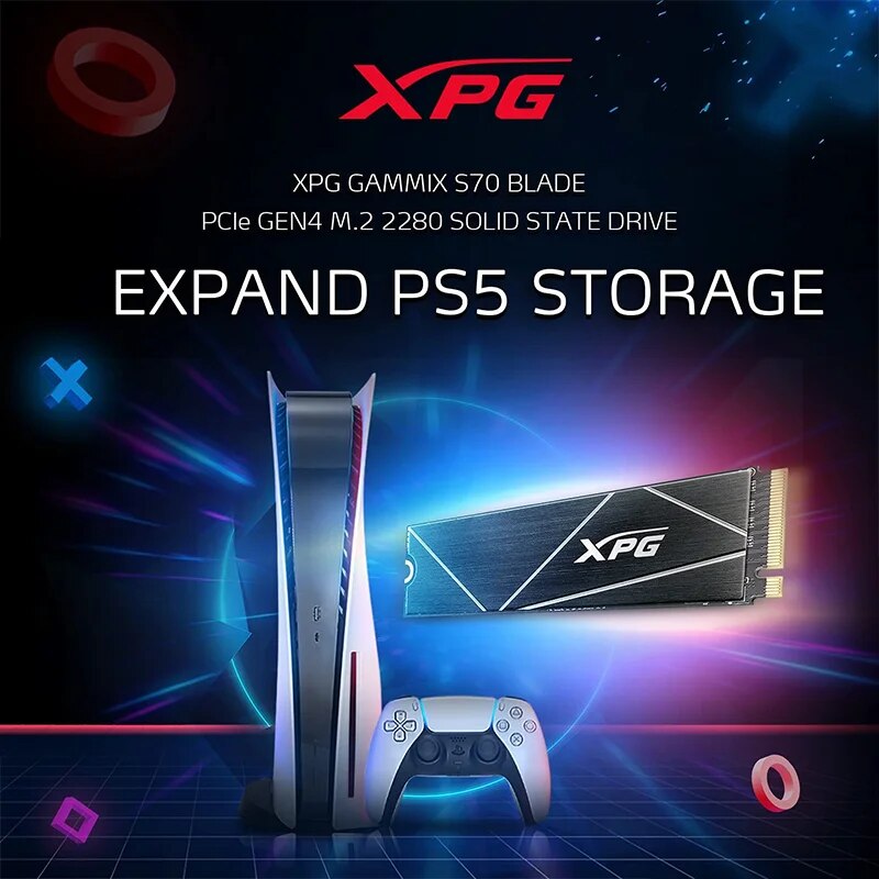 XPG ADATA-Unidade Interna de Estado Sólido, Lâmina Gammix S70, 2TB PCIe Gen4x4 M.2 2280 SSD, Preto, Dissipador De Calor, Processamento Gráfico 3D H