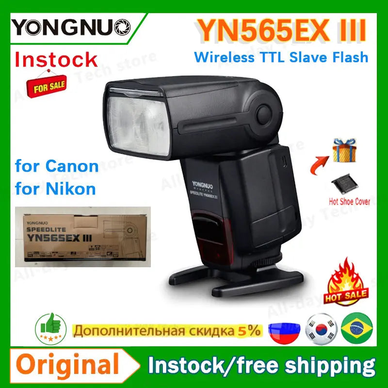 Yongnuo yn565ex iii sem fio ttl slave flash speedlite gn58 alta velocidade sistema de reciclagem suporta atualização de firmware usb para canon