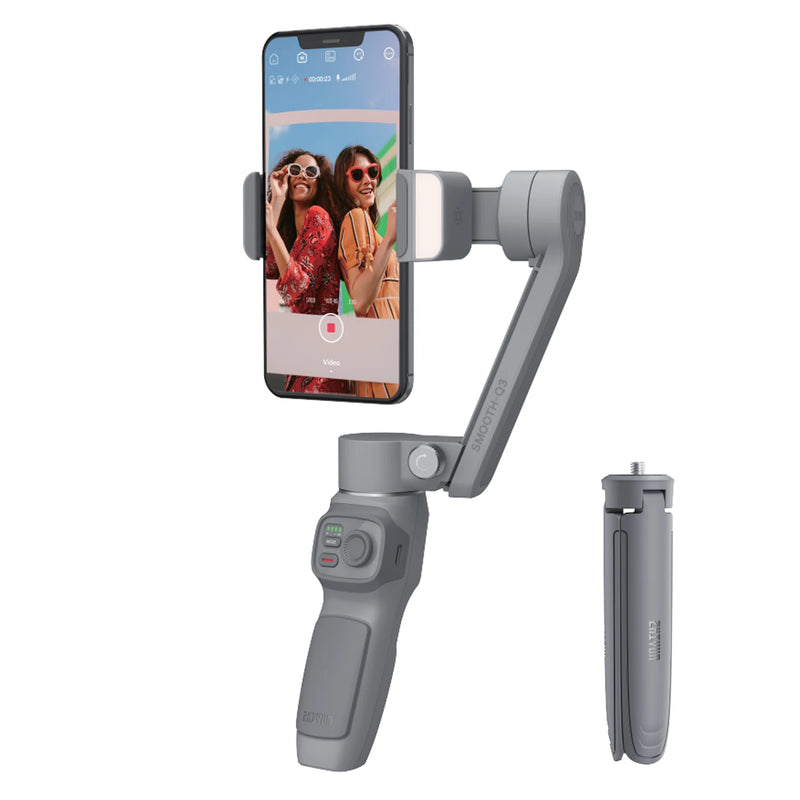 Zhiyun suave q3 estabilizar marthones cardan 3-axis telefone flexível com luz de preenchimento para iphone xiaomi samsung android