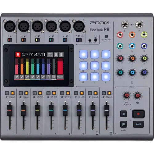 Zoom-P8 Portátil Multitrack Podcast Recorder, Podcast Recorder, Dedicado Headphone, Saída para Sound Engineer