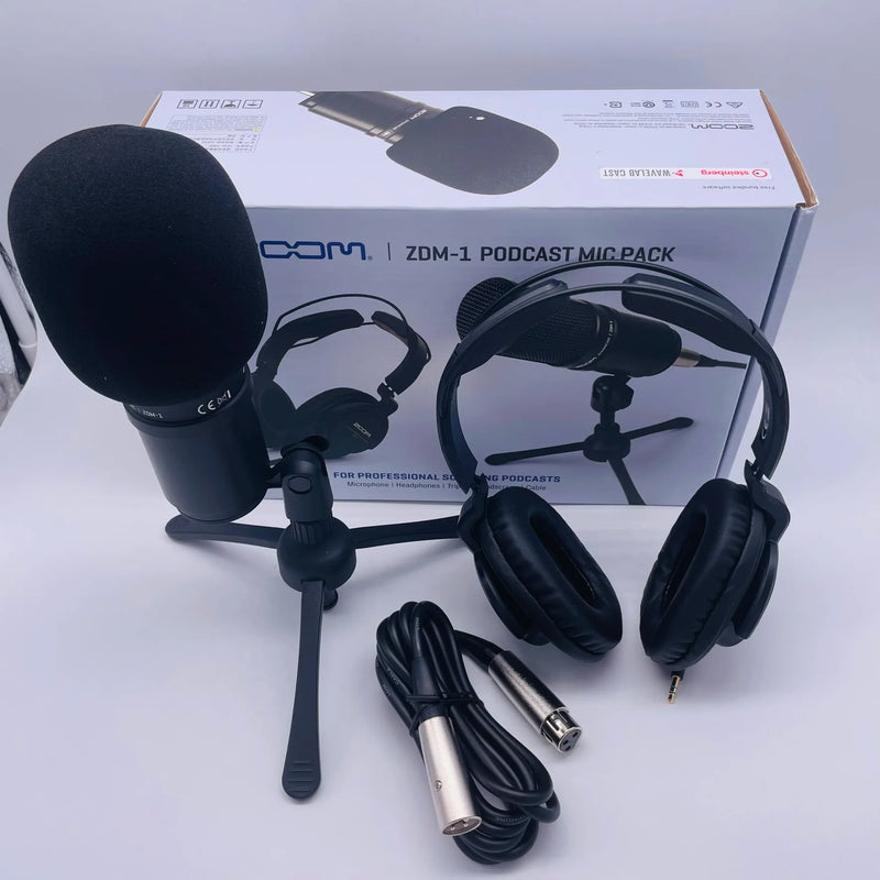 Zoom ZDM-1 PODCAST MIC Pack, ZDM-1 Microfone e ZHP-1 Headphone, Conjunto de Gravação para Podcast Sonoro Profissional, ZDM-1PMP