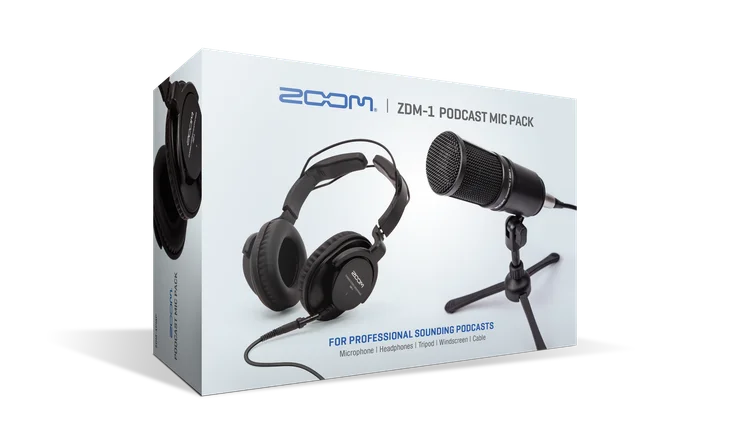 Zoom ZDM-1 PODCAST MIC Pack, ZDM-1 Microfone e ZHP-1 Headphone, Conjunto de Gravação para Podcast Sonoro Profissional, ZDM-1PMP