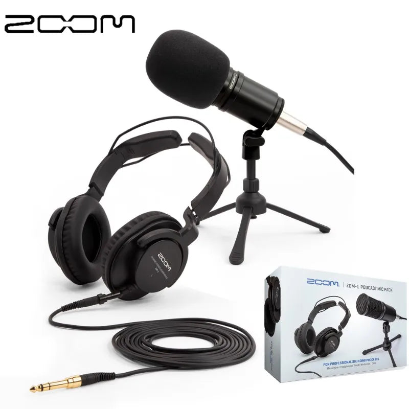 Zoom ZDM-1 PODCAST MIC Pack, ZDM-1 Microfone e ZHP-1 Headphone, Conjunto de Gravação para Podcast Sonoro Profissional, ZDM-1PMP