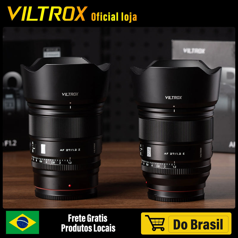 do Brasil sem imposto VILTROX 27mm 75mm F1.2 para Fuji X 27mm f1.2 Sony e mount lente Nikon Z lente Auto Foco Grande Abertura Retrato APS-C para Fujifilm Camera A6700 FX30 FX3 zve10 zve1 Z30 Z6 Z8 Z5 XT5 X-PRO3 X-T20