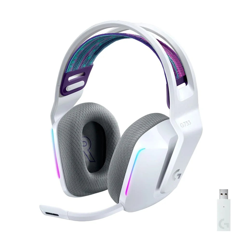 Headset Gamer Sem Fio Logitech G733 7.1 Dolby Surround com Tecnologia Blue VO!CE, RGB LIGHTSYNC, Drivers de Áudio Avançados e Bateria Recarregável para PC e PlayStation - Azul