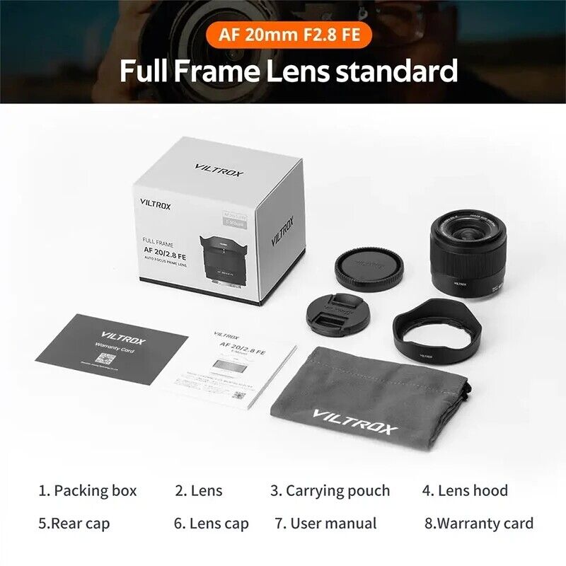 VILTROX 20mm F2.8 Auto Focus Full Frame Large Aperture Lens for Sony FE E-mount