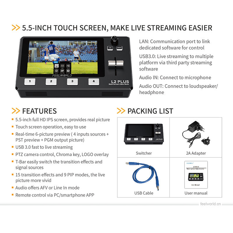 KASE-Monitor Portátil HD Profissional Diretor, DC- 550 Pro, 5.5 "Touch Screen, 1200 lêndeas, 4K, H / 85251100 / Feelworld LIVEPRO L2