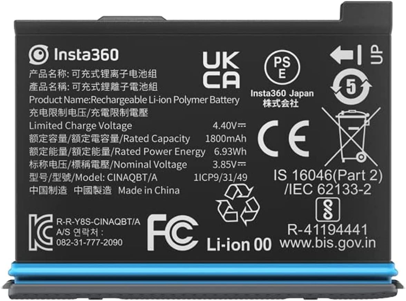Insta360 X3 Original Battery 1800mAh Replacement/Spare for up to Extra 80 Time