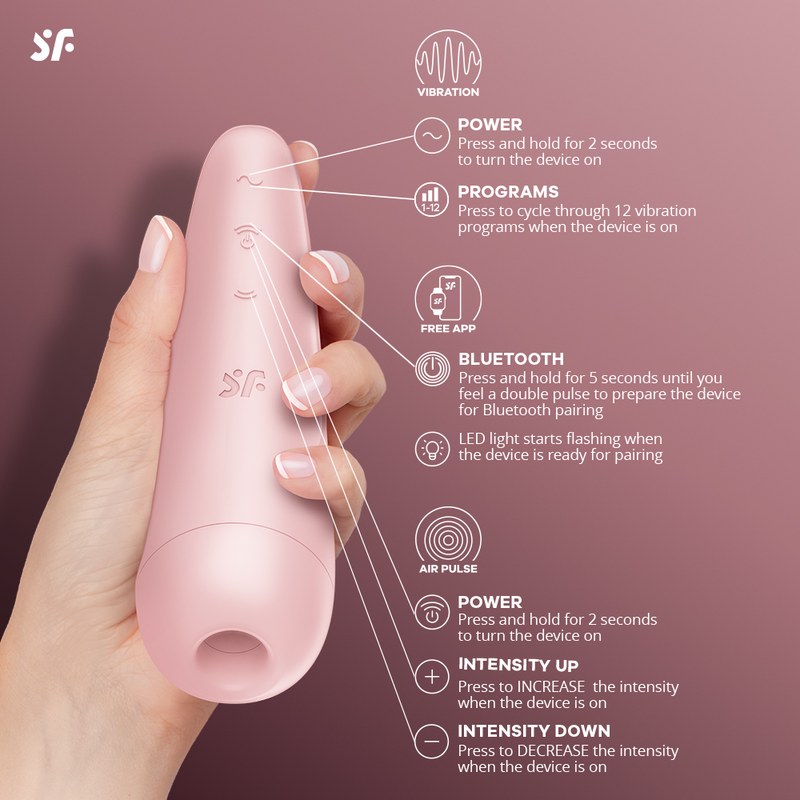 Satisfyer Curvy 2+ Clitoral Stimulator + Vibrator with App - Clit Sucker, IPX7
