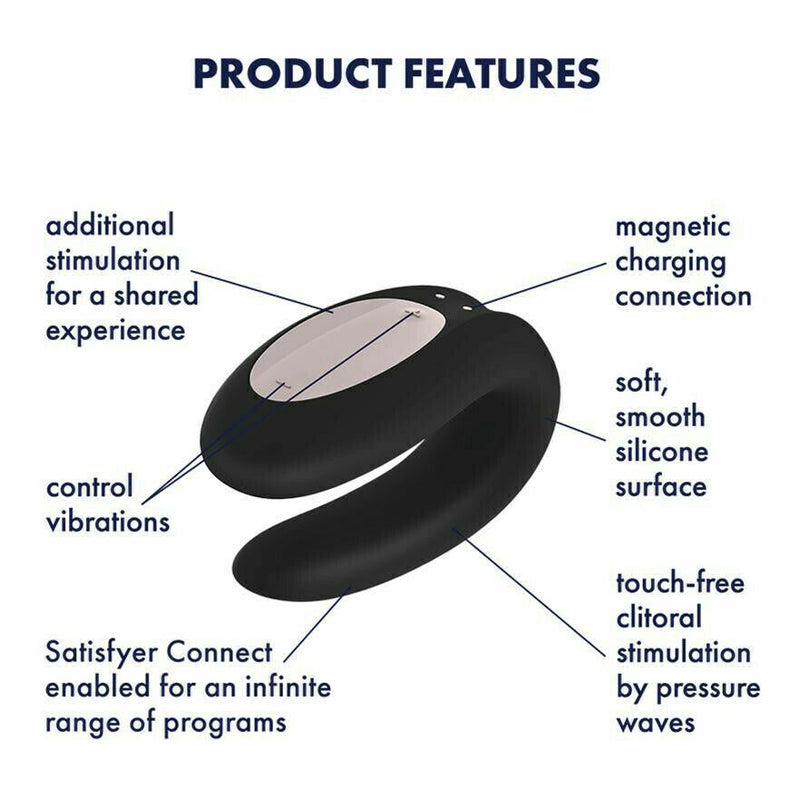 Satisfyer Double Joy Vaginal Vibrating Stimulator Couple Vibrator Black-