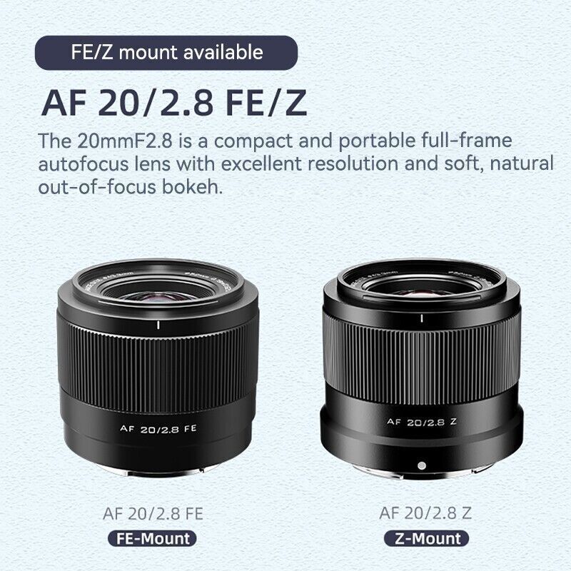 VILTROX 20mm F2.8 Auto Focus Full Frame Prime Lens Wide Angle For Nikon Z-Mount