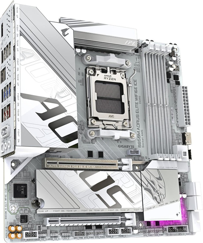 GIGABYTE B850M AORUS ELITE WIFI6E ICE Motherboard- AMD Ryzen 9000 Series CPUs, 1