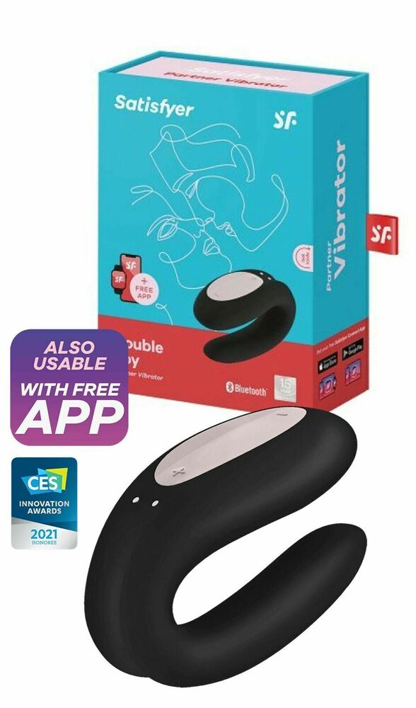 Satisfyer Double Joy Vaginal Vibrating Stimulator Couple Vibrator Black-