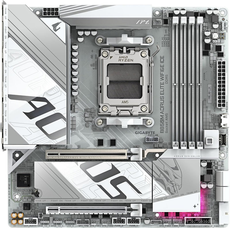 GIGABYTE B850M AORUS ELITE WIFI6E ICE Motherboard- AMD Ryzen 9000 Series CPUs, 1