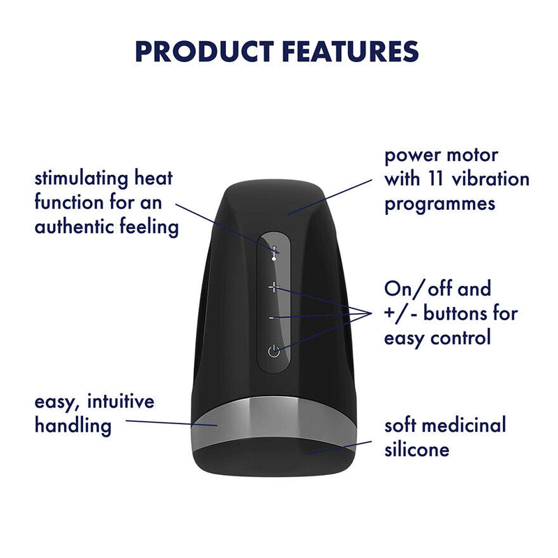 Satisfyer Men Heat - Silicone Vibrating and Warming Masturbator for Men-