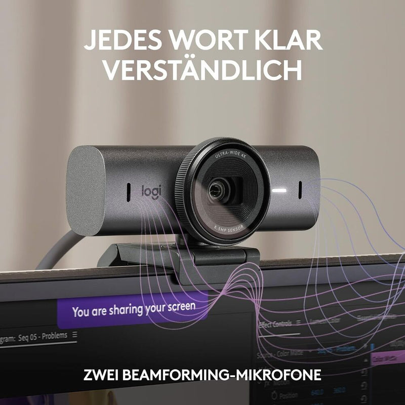 Logitech MX Brio Ultra HD 4K Collaboration and Streaming Webcam, 1080p at 60 FPS