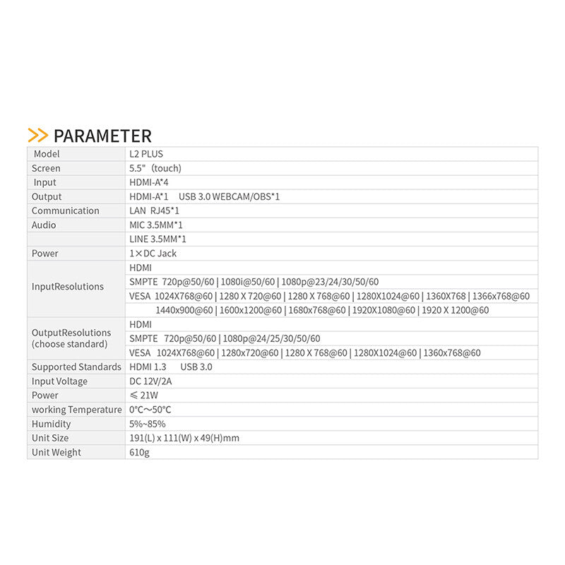 KASE-Monitor Portátil HD Profissional Diretor, DC- 550 Pro, 5.5 "Touch Screen, 1200 lêndeas, 4K, H / 85251100 / Feelworld LIVEPRO L2