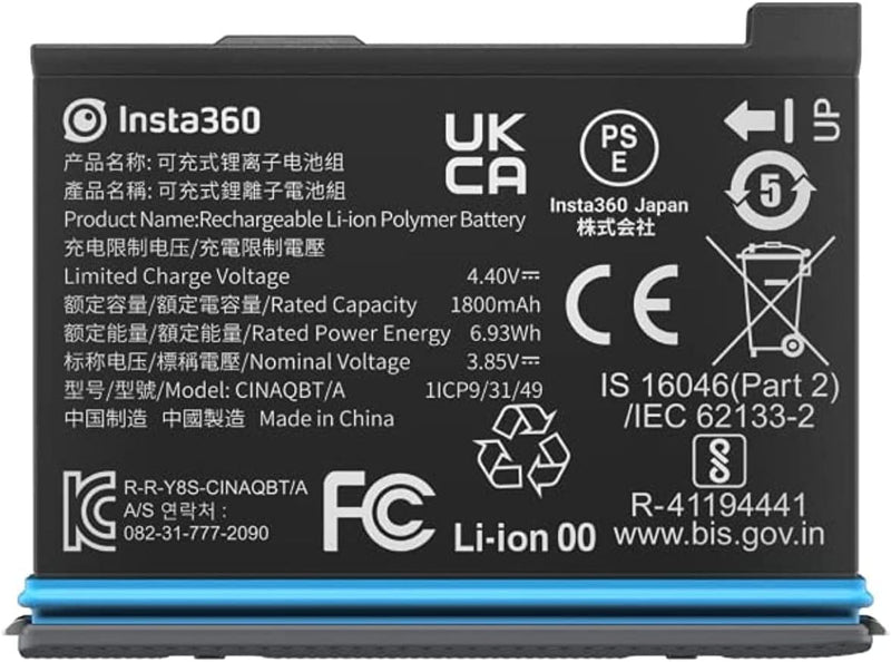Insta360 X3 Original Battery 1800mAh Replacement/Spare for up to Extra 80 Time