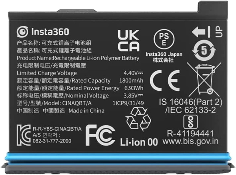 Insta360 X3 Original Battery 1800mAh Replacement/Spare for up to Extra 80 Time