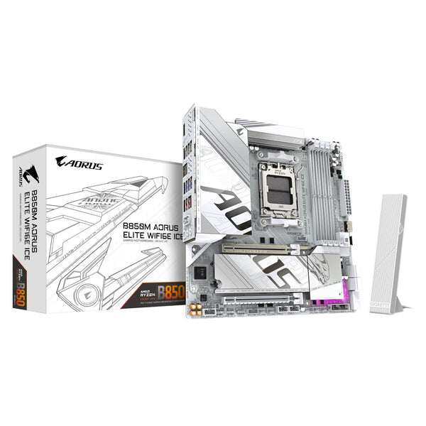 GIGABYTE B850M AORUS ELITE WIFI6E ICE Motherboard- AMD Ryzen 9000 Series CPUs, 1
