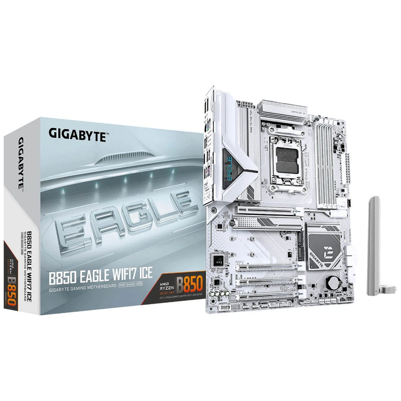 Placa-mãe Gigabyte B850 EAGLE WiFi7 ICE AM5 DDR5 ATX Bluetooth 5.4 M.2 PCIe-