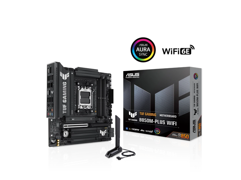 Placa-mãe ASUS TUF GAMING B850M-PLUS WIFI AMD AM5 B850 mATX, 14+2+1 80A DrMOS-