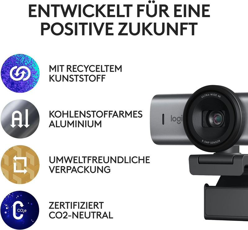 Logitech MX Brio Ultra HD 4K Collaboration and Streaming Webcam, 1080p at 60 FPS