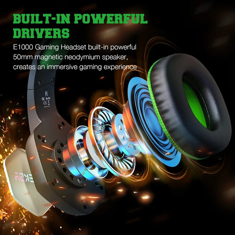 Auscultadores com fio USB Gamer com cancelamento de ruído Mic, Gaming Headset, Surround, RGB, Fit para PC, PS4, PS5, EKSA E1000, 7.1