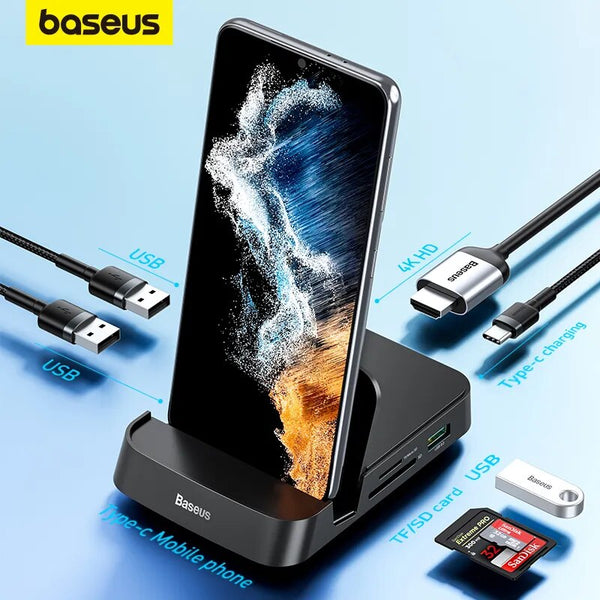 Baseus-Estação de Dock USB C HUB, Dex Station para USB 3.0, Compatível com HDMI, Samsung S20, Nota 20, Huawei P40, Mate 30, Tipo C