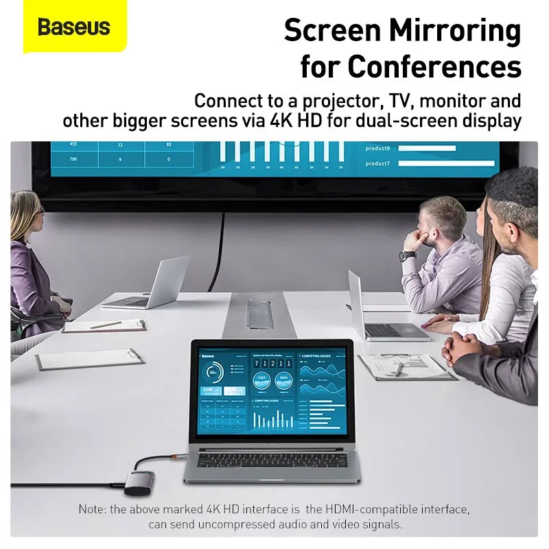 Baseus-HUB USB C para Macbook Pro Air Surface Pro 7, USB 3.0, Tipo C, Multi HUB, Rede Ethernet, Dock Station, Splitter