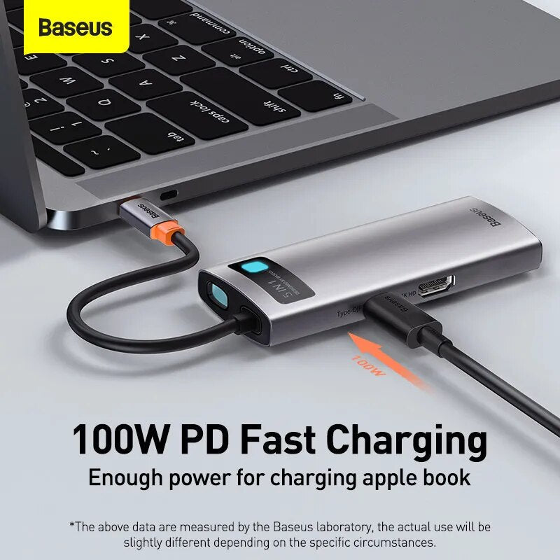 Baseus-HUB USB C para Macbook Pro Air Surface Pro 7, USB 3.0, Tipo C, Multi HUB, Rede Ethernet, Dock Station, Splitter