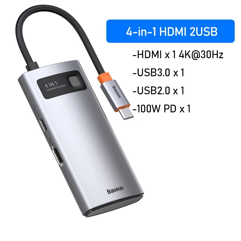 Baseus-HUB USB C para Macbook Pro Air Surface Pro 7, USB 3.0, Tipo C, Multi HUB, Rede Ethernet, Dock Station, Splitter