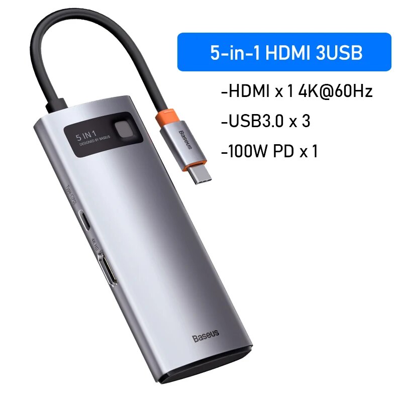 Baseus-HUB USB C para Macbook Pro Air Surface Pro 7, USB 3.0, Tipo C, Multi HUB, Rede Ethernet, Dock Station, Splitter
