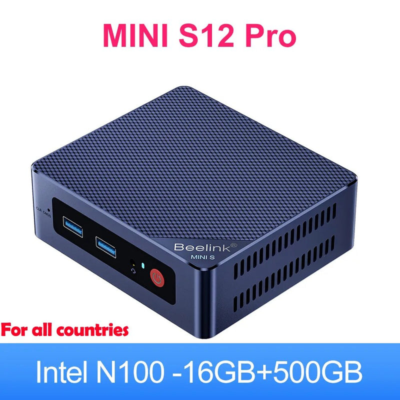 Beelink Desktop Gaming Computer, Mini S, Intel, 11th Gen, N5095, N100, S12 Pro, DDR4, 8GB, 128GB, SSD, N95 VS, GK3V, J4125