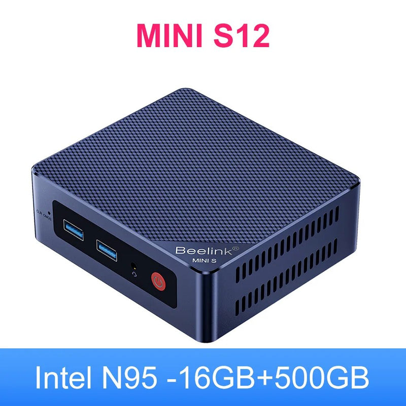 Beelink Desktop Gaming Computer, Mini S, Intel, 11th Gen, N5095, N100, S12 Pro, DDR4, 8GB, 128GB, SSD, N95 VS, GK3V, J4125