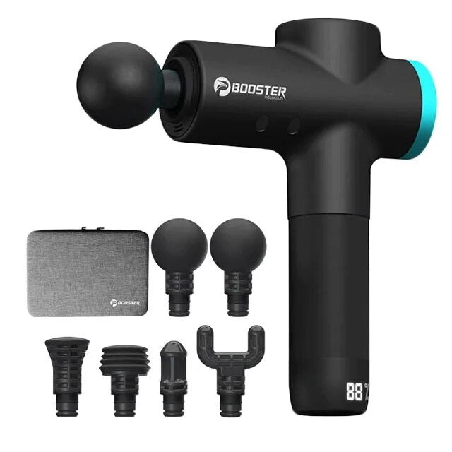 Booster-M2-B pistola de massagem elétrica, percussão profunda do tecido, massageador muscular, portátil, corpo, costas, fitness