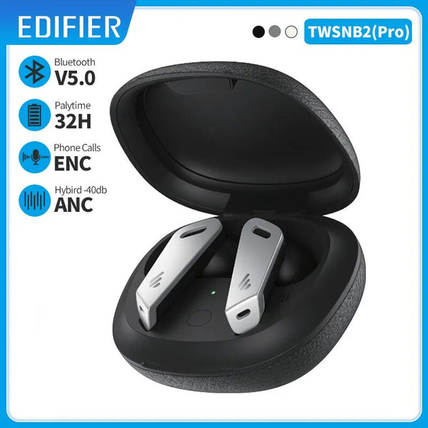 Edifier twsnb2 pro tws anc sem fio bluetooth fone de ouvido cancelamento ruído ativo jogos fones bluetooth 5.0 32h playtime