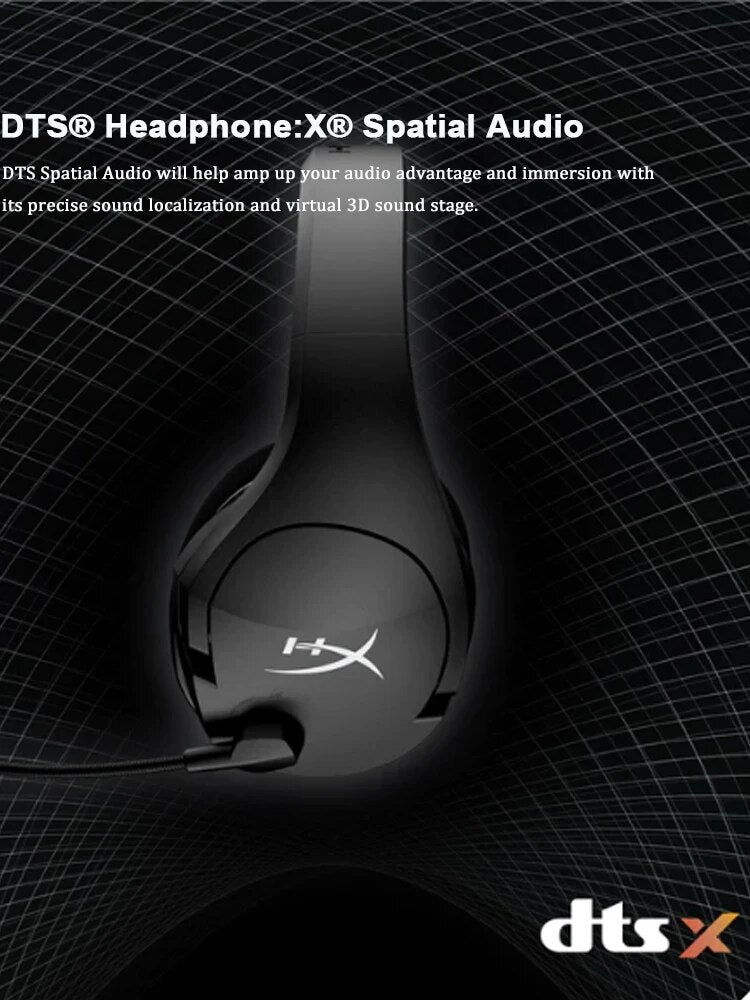 Headset para jogos com microfone com cancelamento de ruído, HyperX Stinger Core, Wireless 7.1, som surround, Gaming Grade