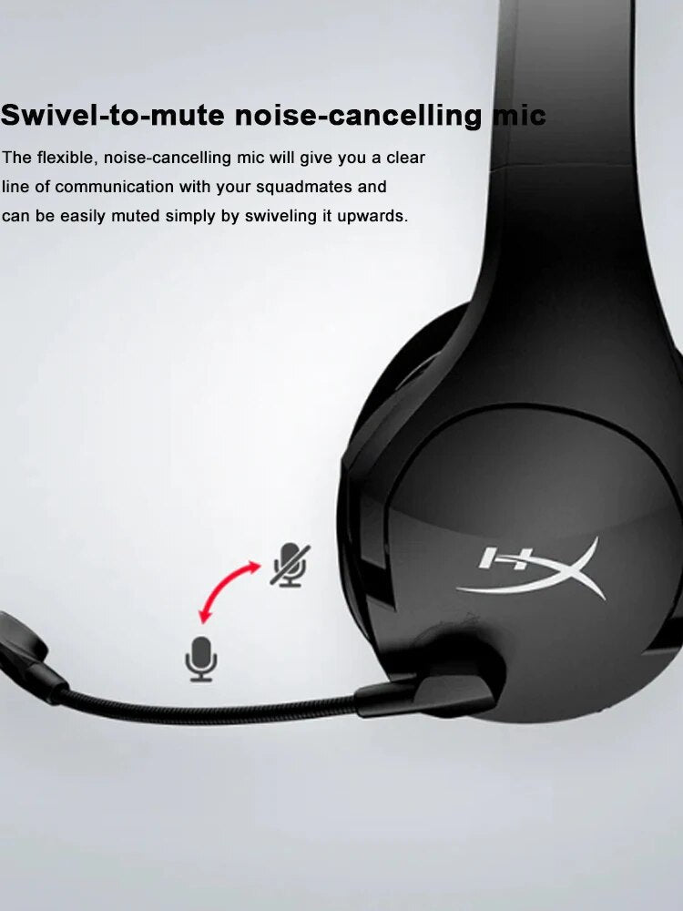 Headset para jogos com microfone com cancelamento de ruído, HyperX Stinger Core, Wireless 7.1, som surround, Gaming Grade