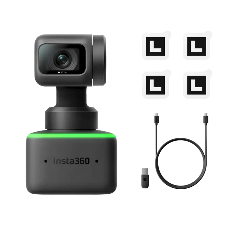 Insta360-Webcam com Sensor, Rastreamento AI, Controle de Gestos, HDR, Microfones com Cancelamento de Ruído, Modos Especializados, 1/2 ", Link - 4K