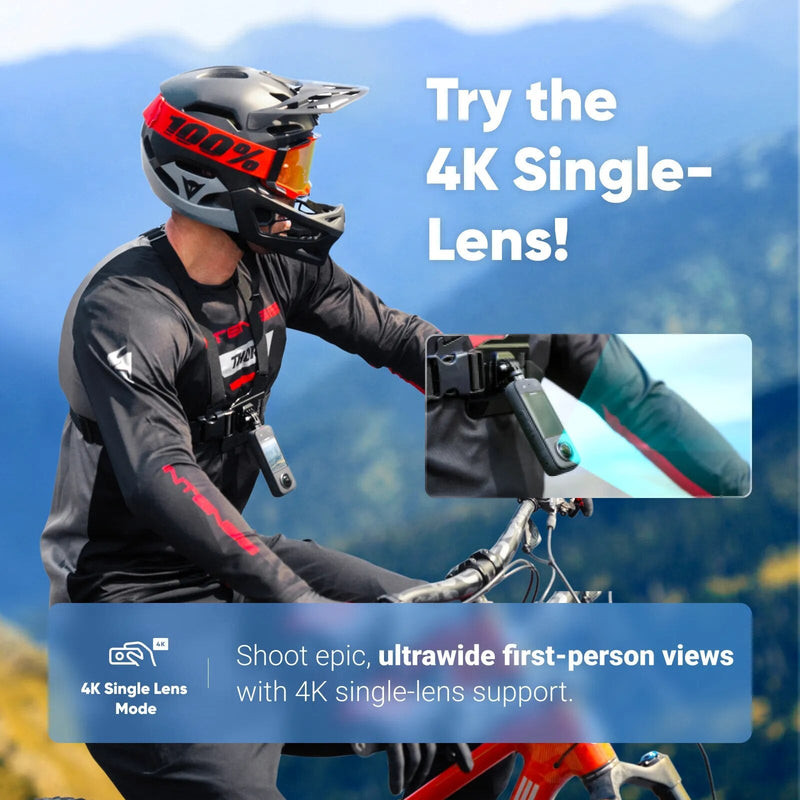 Insta360 x3-câmera de ação 360 à prova d'água com sensores de 1/2 "48mp, 5.7k 360 vídeo hdr ativo, foto de 360 de 72mp, lente única 4k