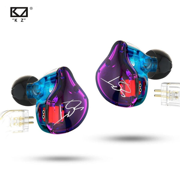 KZ-ZST Purple Armadura Fone De Ouvido, Dual Driver Fone De Ouvido, Cabo Destacável, In Ear Monitores De Áudio, Isolamento De Ruído, HiFi Esportes Música Earbuds