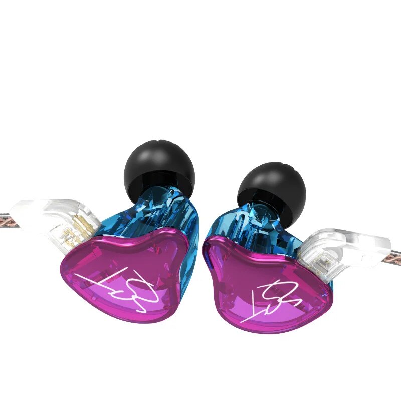 KZ-ZST Purple Armadura Fone De Ouvido, Dual Driver Fone De Ouvido, Cabo Destacável, In Ear Monitores De Áudio, Isolamento De Ruído, HiFi Esportes Música Earbuds