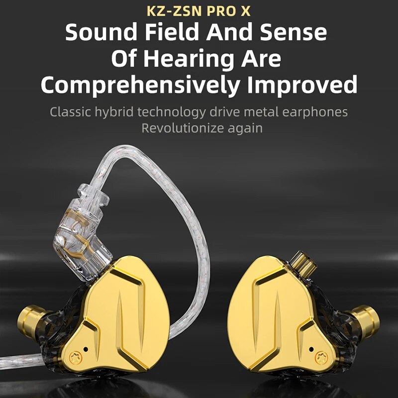 Kz-zsn pro x 1ba + fone de ouvido 1dd, fone de ouvido de metal hifi, intra-auricular, esporte, controle de ruído, zax, zsx, as10, asf, as16, as06