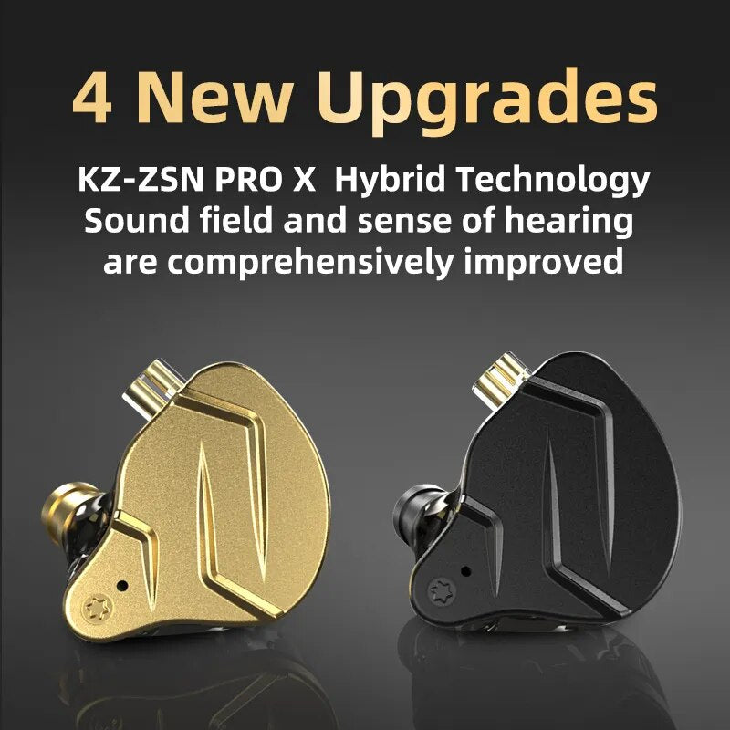 Kz zsn pro x metal fones de ouvido 1ba + 1dd tecnologia híbrida alta fidelidade graves no monitor fone esporte com cancelamento ruído