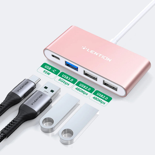 Lention 4-em-1 USB-C hub com tipo c usb 3.0 usb 2.0 compatível 2023-2016 macbook pro 13-16 adaptador de conexão multiport