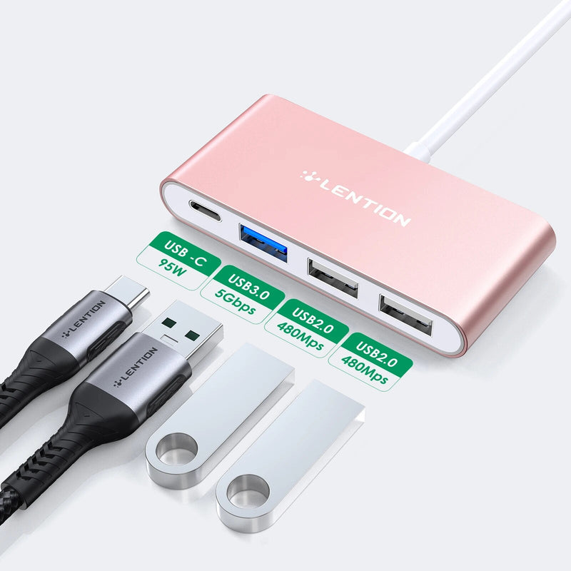 Lention 4-em-1 USB-C hub com tipo c usb 3.0 usb 2.0 compatível 2023-2016 macbook pro 13-16 adaptador de conexão multiport